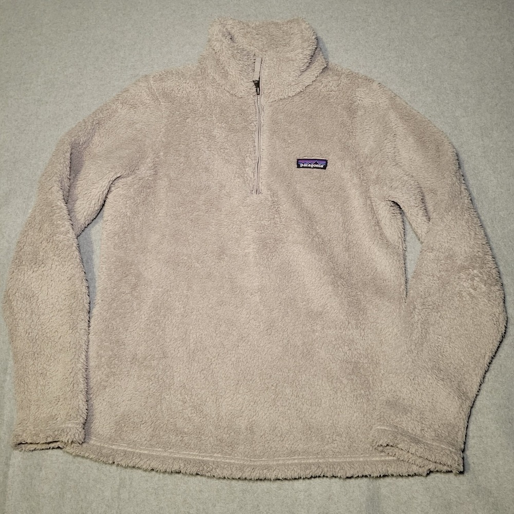Patagonia Los Gatos Womens Medium Grey Fleece 1/4‎ Zip Pullover Fuzzy Sweater